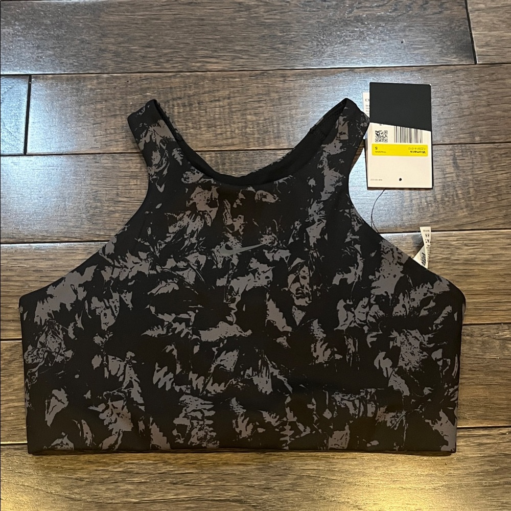 Black and Gray Patterned Nike Sports bra